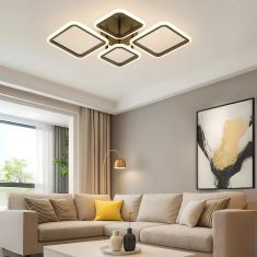 Stewehome Πλαφονιέρα Μαύρη Μοντέρνα LED Τετραπλή Τριών Χρωμάτων 45x45 cm 983218 |  Οροφής στο espiti