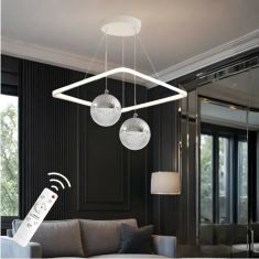 Stewehome Κρεμαστό Φωτιστικό Eva Διπλό Λευκό Χρώμιο LED με Τηλεχειρισμό 45x90x90 cm 354911 |  Οροφής στο espiti