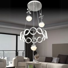 Stewehome Κρεμαστό Φωτιστικό Alara Χρώμιο Ασημί LED Τριών Χρωμάτων 50x90x90 cm 133749 |  Οροφής στο espiti