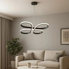 Stewehome Κρεμαστό Φωτιστικό Μποέμ Μαύρο LED Τριών Χρωμάτων Μοντέρνο 50x80x80 cm 137914 |  Οροφής στο espiti