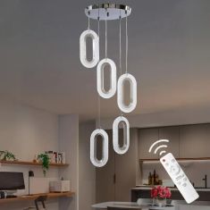 Stewehome Eleni Κρεμαστό Φωτιστικό Χρώμιο 5 Πολλαπλό LED με Τηλεχειρισμό 40x90x90 cm 930346 |  Οροφής στο espiti