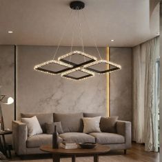 Stewehome Neva Κρεμαστό Φωτιστικό Μαύρο Cristalya LED Τριών Χρωμάτων 50x70 cm 284941 |  Οροφής στο espiti