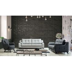 Stewehome Σετ Καναπέδων 3+3+1 Με Κρεβάτι &amp; Αποθηκευτικό Χώρο Δίχρωμο Σκούρο Γκρι / Ανοιχτό Γκρι 216x90x85 cm 749444 |  Καναπέδες στο espiti