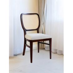 Stewehome Eyfel καρέκλα τραπεζαρίας καρυδί με πλάτη rattan και εκρού κάθισμα 58x50x99 cm 649463 |  Καρέκλες στο espiti