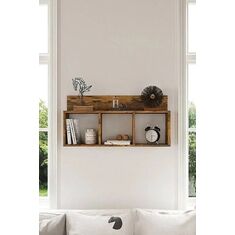 Stewehome Διακοσμητική ξύλινη ραφιέρα τοίχου με 3 θέσεις για βιβλία και αξεσουάρ 98x30x9 cm 806773 |  Ραφιέρες τοίχου στο espiti