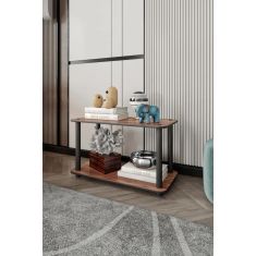 Stewehome Διακοσμητική βιβλιοθήκη 2 επιπέδων από MDF για πολλαπλές χρήσεις Καφέ 60x30x35 cm 548482 |  Βιβλιοθήκες στο espiti