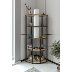 Stewehome Γωνιακή βιβλιοθήκη με φωτιστικό από MDF για διπλή κατεύθυνση Εκρού 68x24x140 cm 443670 |  Βιβλιοθήκες στο espiti
