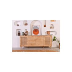 Stewehome Κονσόλα από 100% mdf σκανδιναβικού στιλ με ράφι και πόρτες Καφέ 180x41x80 cm 170122 |  Βιτρίνες - Έπιπλα εισόδου στο espiti