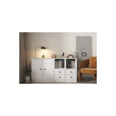 Stewehome Κονσόλα με ράφια ντουλάπια και συρτάρια Λευκό 130x40x71 cm 690170 |  Βιτρίνες - Έπιπλα εισόδου στο espiti