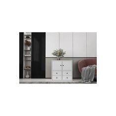 Stewehome Κονσόλα με δύο πόρτες και τέσσερα συρτάρια χωρίς πλαίσιο Λευκό 65x30x30 cm 682235 |  Βιτρίνες - Έπιπλα εισόδου στο espiti