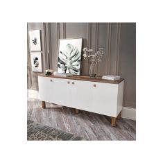 Stewehome Μποέμ κονσόλα σαλονιού από MDF με ντουλάπια και ράφια μοντέρνου στυλ Λευκό 160x40x73 cm 584313 |  Βιτρίνες - Έπιπλα εισόδου στο espiti
