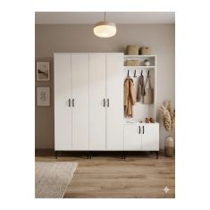 Stewehome Ντουλάπα με 4 πόρτες από Συνθετικό ξύλο 180 cm Λευκό 35x184x184 cm 579014 |  Καλόγεροι -Κρεμάστρες στο espiti