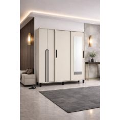 Stewehome Συρόμενη ντουλάπα από Συνθετικό ξύλο μοντέρνου σχεδιασμού Μπεζ 175x196x196 cm 853897 |  Καλόγεροι -Κρεμάστρες στο espiti