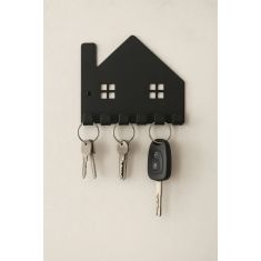 Stewehome Μεταλλική κρεμάστρα κλειδιών τοίχου με 6 γάντζους σε σχήμα σπιτιού Μαύρο 13x13 cm 127874 |  Καλόγεροι -Κρεμάστρες στο espiti