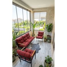 Stewehome μεταλλικό σετ καναπέ και πολυθρόνας για μπαλκόνι κήπο καφέ 514312 |  Σετ τραπεζαρία κήπου στο espiti