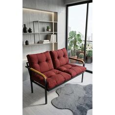 Stewehome Σετ μεταλλικού καναπέ διθέσιου για μπαλκόνι κήπο καφέ 731129 |  Σετ τραπεζαρία κήπου στο espiti