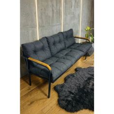 Stewehome Σετ καθιστικού με μεταλλικό τριθέσιο καναπέ για μπαλκόνι κήπο καφέ 436490 |  Σετ τραπεζαρία κήπου στο espiti