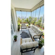 Stewehome Σετ μεταλλικού καναπέ και πολυθρόνας για μπαλκόνι κήπο καφέ 60x60x15 cm 622670 |  Σετ τραπεζαρία κήπου στο espiti