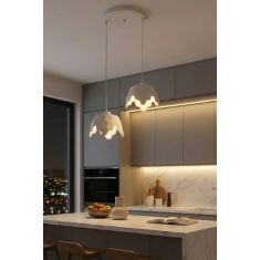 Stewehome Διπλό κρεμαστό φωτιστικό σαλονιού από πλαστικό με γεωμετρικό μοντέρνο σχέδιο Λευκό 25x25x20 cm 948930 |  Οροφής στο espiti