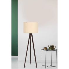 Stewehome Λάμπα δαπέδου με τρίποδο πόδι από mdf και στρογγυλό καπέλο Μπεζ 753869 |  Δαπέδου στο espiti