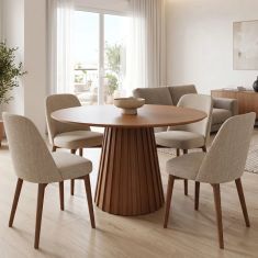 Τραπέζι Franzel pakoworld mdf καρυδί Φ120x75εκ |  Τραπέζια στο espiti