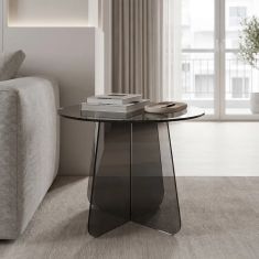 Τραπέζι βοηθητικό Cleary pakoworld tempered 8mm γυαλί ανθρακί Φ50x45εκ |  Τραπεζάκια βοηθητικά στο espiti