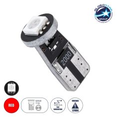 GloboStar® T10 W5W 71740 Λάμπα Αυτοκίνητου LED  2rd Generation Can-Bus Series 1xSMD5050 1.5W 120lm 120° DC 12V IP20 Φ1 x H2.2cm Κόκκινο |  Φωτιστικά  στο espiti