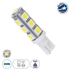 GloboStar® T10 W5W 03040 Λάμπα Αυτοκινήτου LED 13xSMD5050 2.8W 286lm 360° DC 12-16V IP20 Φ1.2 x Υ4cm Ψυχρό Λευκό 6000K |  Globostar στο espiti