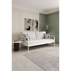 Stewehome Sofia μονό μεταλλικό κρεβάτι καναπές λευκό minimal 90x190x28 cm 898511 |  Κρεβάτια στο espiti