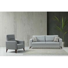 Stewehome Σετ καναπέδες 3+1 Berjer Ανοιχτό γκρι + Σκούρο γκρι 217x90x43 cm 710017 |  Καναπέδες στο espiti
