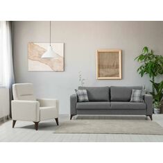Stewehome Σετ καναπέδες 3+1 Berjer Μπεζ + Σκούρο γκρι 217x90x43 cm 710017 |  Καναπέδες στο espiti
