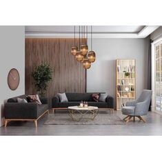 Stewehome Σετ Καναπέδων 3+3+1 από Ξύλο Οξιάς με Ύφασμα &amp; Πολυθρόνα 220x90x70 cm 509524 |  Καναπέδες στο espiti
