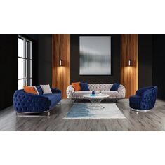 Stewehome Σετ Σαλονιού 3 + 3 + 1 σε μπλε και μπεζ χρώμα 240x71x97 cm 454991 |  Καναπέδες στο espiti
