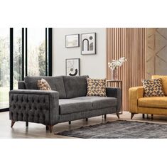 Stewehome Τριπλή πολυθρόνα Oak Anthracite 220x90x84 cm 960932 |  Καναπέδες στο espiti