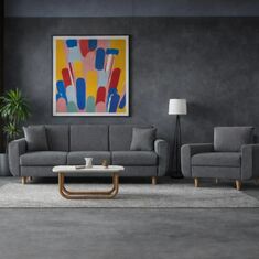 Stewehome Σετ Καναπές 3+1 με Αποθήκη &amp; Υψηλή Άνεση σκούρο γκρι 214x70x87 cm 842782 |  Καναπέδες στο espiti