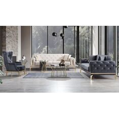 Stewehome Καναπές σετ 3+3+1 Mars με πολυθρόνα κρεμ /ανθρακί 220x90x80 cm 922869 |  Καναπέδες στο espiti