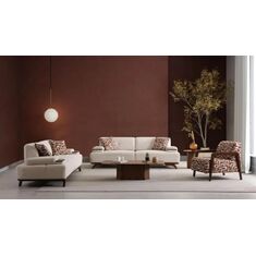 Stewehome Σετ σαλονιού Asena 3+3+1 με ξύλινα πόδια και άνετο κάθισμα καφέ /κρεμ 230x95x75 cm 863101 |  Καναπέδες στο espiti