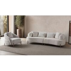 Stewehome Paris Σετ Καναπέδων 3+3+1 Με Στρογγυλά Μπράτσα &amp; Πλευρικό Τραπεζάκι Κρεμ 220x95x73 cm 467270 |  Καναπέδες στο espiti
