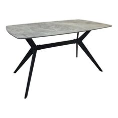 Τραπέζι Ezali pakoworld sintered stone γκρι όψη μαρμάρου με μαύρο μεταλλικό πόδι 140x80x75εκ |  Τραπέζια στο espiti