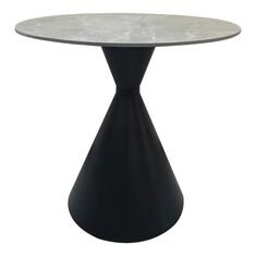 Τραπέζι Flenada pakoworld sintered stone σε γκρι όψη μαρμάρου με μαύρη μεταλλική βάση Φ80x76εκ |  Τραπέζια στο espiti