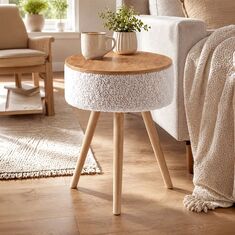 Τραπεζάκι βοηθητικό Luno Megapap ύφασμα teddy χρώμα λευκό - pine oak Ø33x50εκ. |  Τραπεζάκια βοηθητικά στο espiti