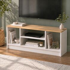 Έπιπλο τηλεόρασης Bahama Megapap χρώμα λευκό - sapphire oak 120x35x46,5εκ. |  Έπιπλα τηλεόρασης στο espiti