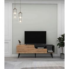 Stewehome Μοντέρνο Έπιπλο TV Ανθρακί με Ράφια και Ντουλάπια Αποθήκευσης 150x29x29 cm 394840 |  Έπιπλα τηλεόρασης στο espiti