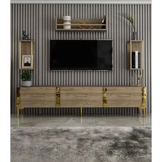 Stewehome Μοντέρνα Βάση Τηλεόρασης με Ράφια &amp; Κομψό Design 180x31x45 cm 331779 |  Έπιπλα τηλεόρασης στο espiti