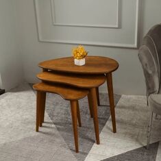 Stewehome Σετ 3 Ξύλινα Βοηθητικά Τραπεζάκια Φυσικό Καφέ Εξοικονόμηση Χώρου 65x44 cm 777281 |  Τραπεζάκια βοηθητικά στο espiti