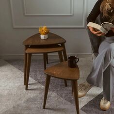 Stewehome Σετ 3 Ξύλινα Βοηθητικά Τραπεζάκια Σκούρο Καφέ Κομψός &amp; Λειτουργικός Σχεδιασμός 50x50 cm 958199 |  Τραπεζάκια βοηθητικά στο espiti