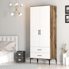 Stewehome Ντουλάπα με δύο πόρτες (T) Lidya / Λευκό 80x47x201 cm 324340 |  Ντουλάπες ρούχων στο espiti