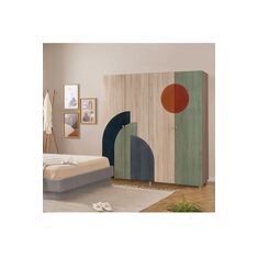 Stewehome Ξύλινη ντουλάπα από φυσικό ξύλο δρυός -180cm x 52cm x 192 cm . 180x52x192 cm 210840 |  Ντουλάπες ρούχων στο espiti