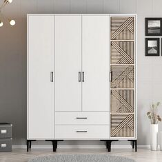 Stewehome Ντουλάπα με τέσσερις πόρτες (STP) 160x47x201 cm 387859 |  Ντουλάπες ρούχων στο espiti