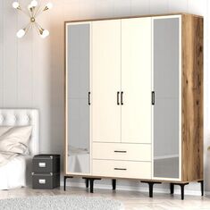 Stewehome Ντουλάπα με τέσσερις πόρτες (RTR) 160x47x201 cm 289430 |  Ντουλάπες ρούχων στο espiti